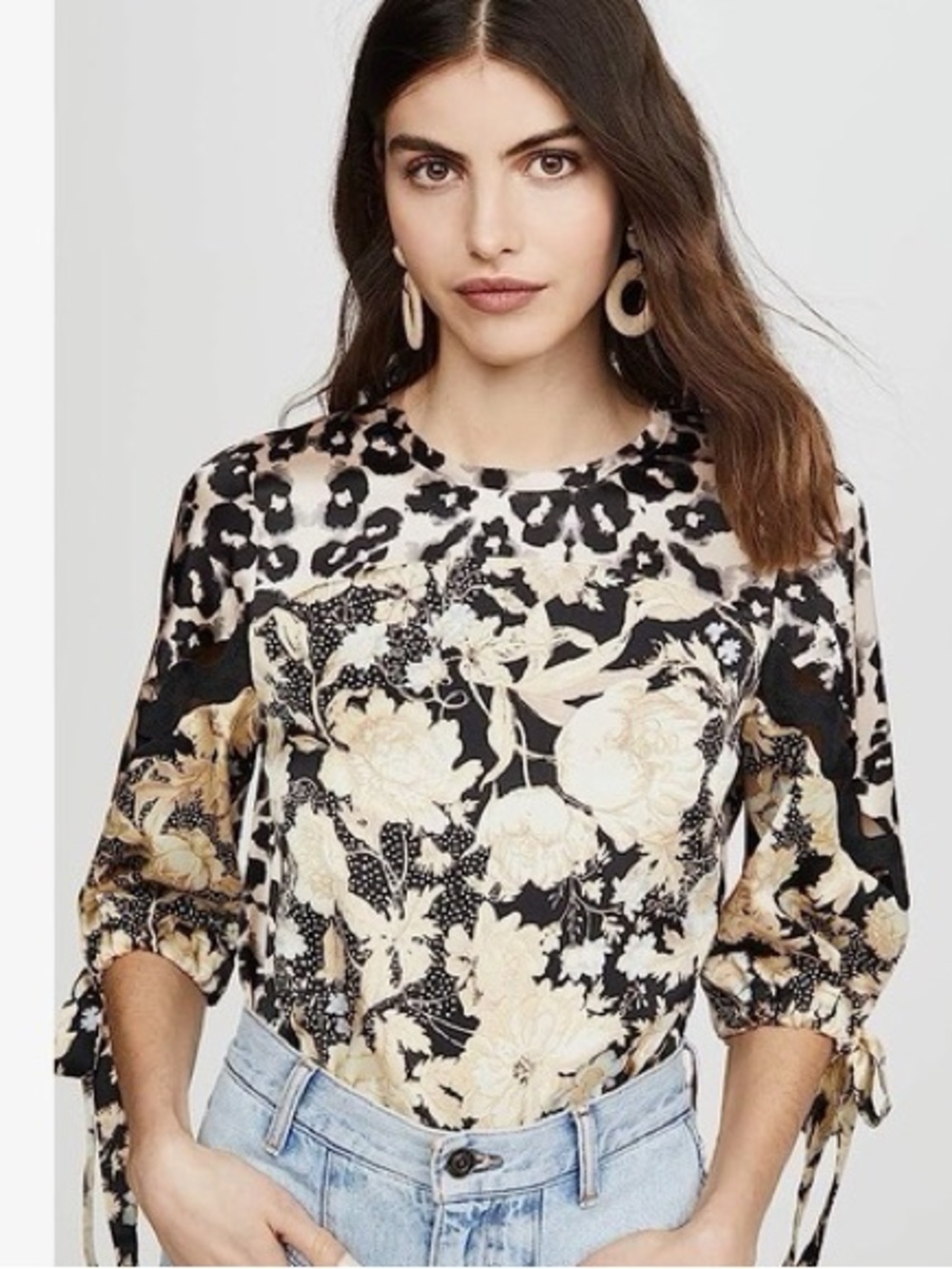 Rebecca Taylor Silk Goldleaf Mixed Print Blouse Size 2
